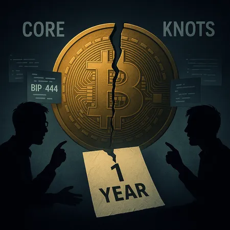 Bitcoin Core vs Knots saga continues as developer proposes one-year fork – cover image