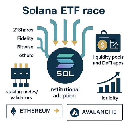 How the Solana ETF Race Will Reshape SOL Flows, Staking and Layer‑1 Competition – cover image