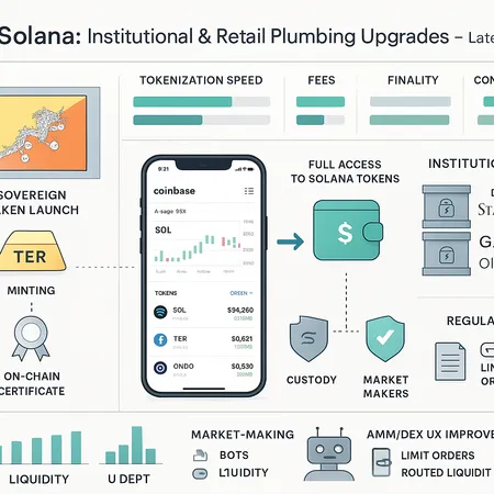 Solana’s Institutional and Retail Plumbing Upgrade: Coinbase DEX, Sovereign TER, and On‑Chain Funds – cover image