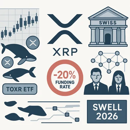 Is XRP Becoming Payments Infrastructure? Whale Moves, -20% Funding Shock, Swiss Banking, and Swell 2026 – cover image