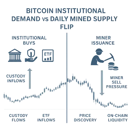Why Institutional Demand Just Flipped Daily Mined Bitcoin Supply — What It Means for Liquidity, Custody and Price Discovery – cover image
