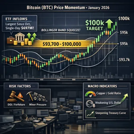 Bitcoin’s January 2026 Momentum: ETFs, a Bollinger Squeeze, and the $100k Debate – cover image