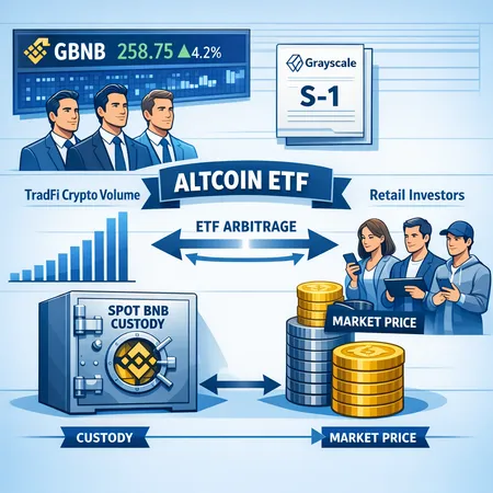 Institutional Access to Altcoins: What Grayscale’s BNB S‑1 and a $4B TradFi Day Mean – cover image