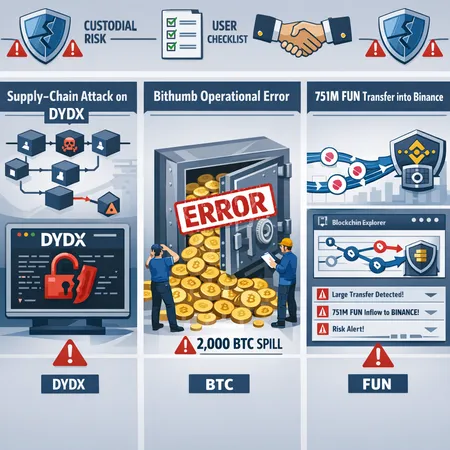 Custody and Protocol Risk: Lessons from dYdX Package Attacks, Bithumb’s 2,000 BTC Error, and the 751M FUN Move – cover image