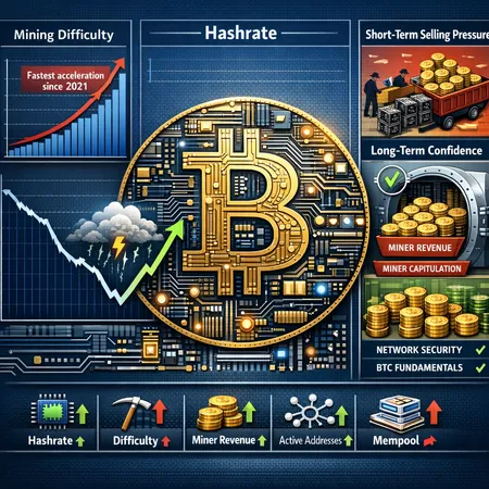 What Bitcoin’s Difficulty Surge and V‑Shaped Hashrate Recovery Mean for Miners and Traders – cover image