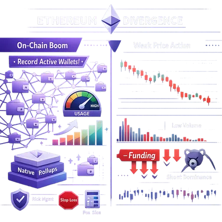 Why Ethereum Adoption Is Booming While Price Lags: Negative Funding, Rollups, and a Trader Playbook – cover image