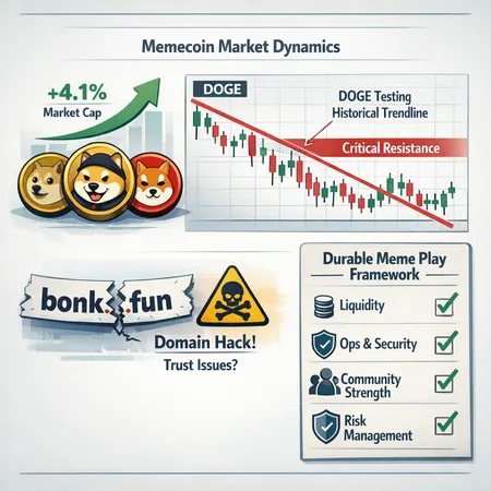 Memecoin Market Dynamics: Market-Cap Lift, DOGE Trendline Test, and the BONK Domain Hack – cover image