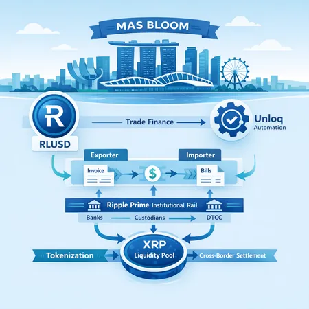 Ripple’s RLUSD Pilot in MAS BLOOM: Ripple Prime, DTCC Tokenization, and Trade-Finance Impacts – cover image