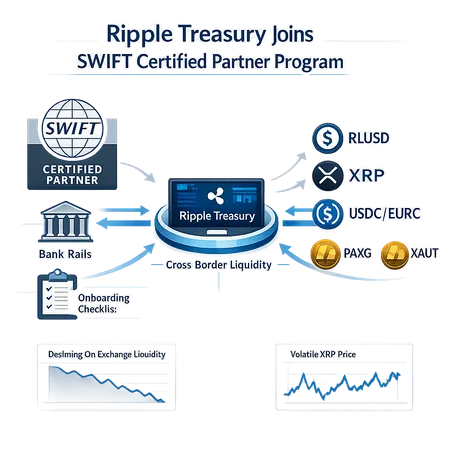 Ripple Treasury Joins SWIFT: What It Means for Bank Rails, RLUSD and XRP Liquidity – cover image