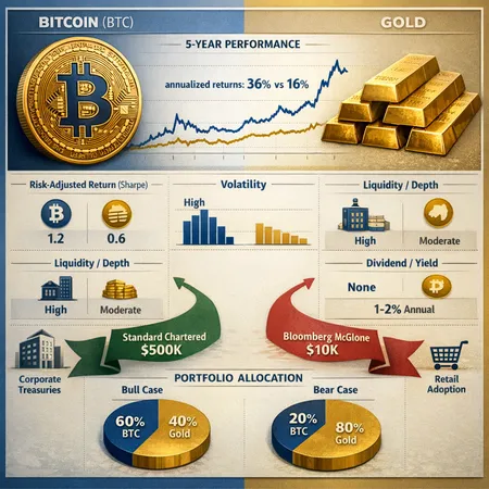 Bitcoin vs Gold: Saylor’s 36% Claim, Schiff’s Counter, and Portfolio Implications – cover image